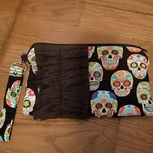 ♡ Sugar Skull Wristlet Wallet Handmade